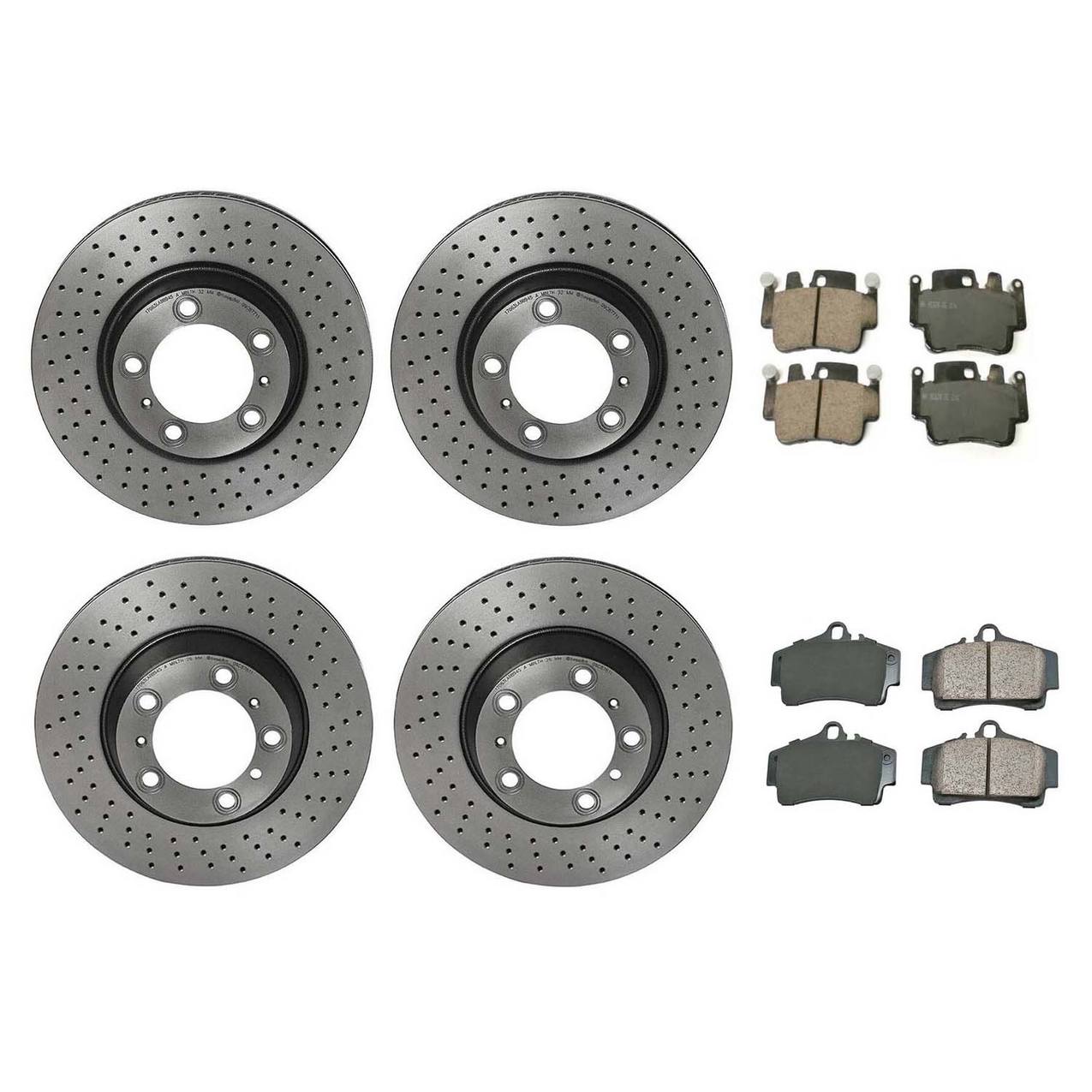 Porsche Disc Brake Pad and Rotor Kit – Front and Rear (330mm) (Cross-Drilled) (Ceramic) (EURO) 99635141005