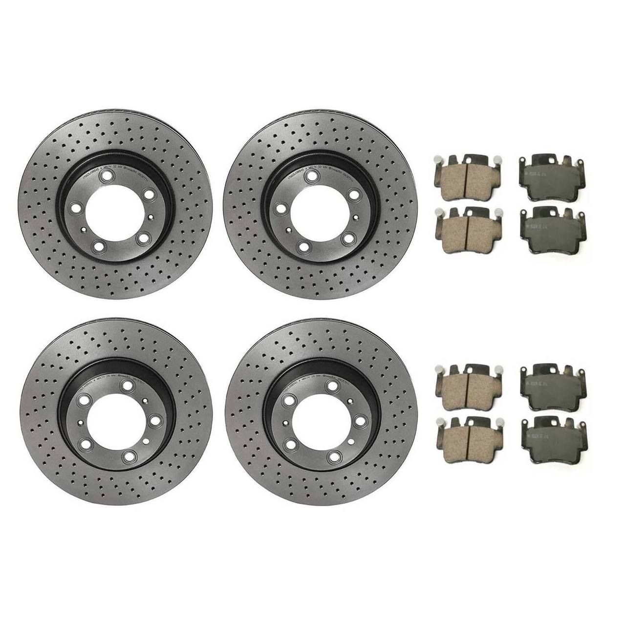 Porsche Disc Brake Pad and Rotor Kit – Front and Rear (330mm) (Cross-Drilled) (Ceramic) (EURO) 99635141005