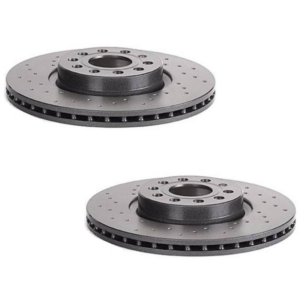 Audi Volkswagen Disc Brake Pad and Rotor Kit – Front and Rear (Xtra) (Cross-Drilled) (312mm/272mm) (Ceramic) (EURO) 5Q0615301F