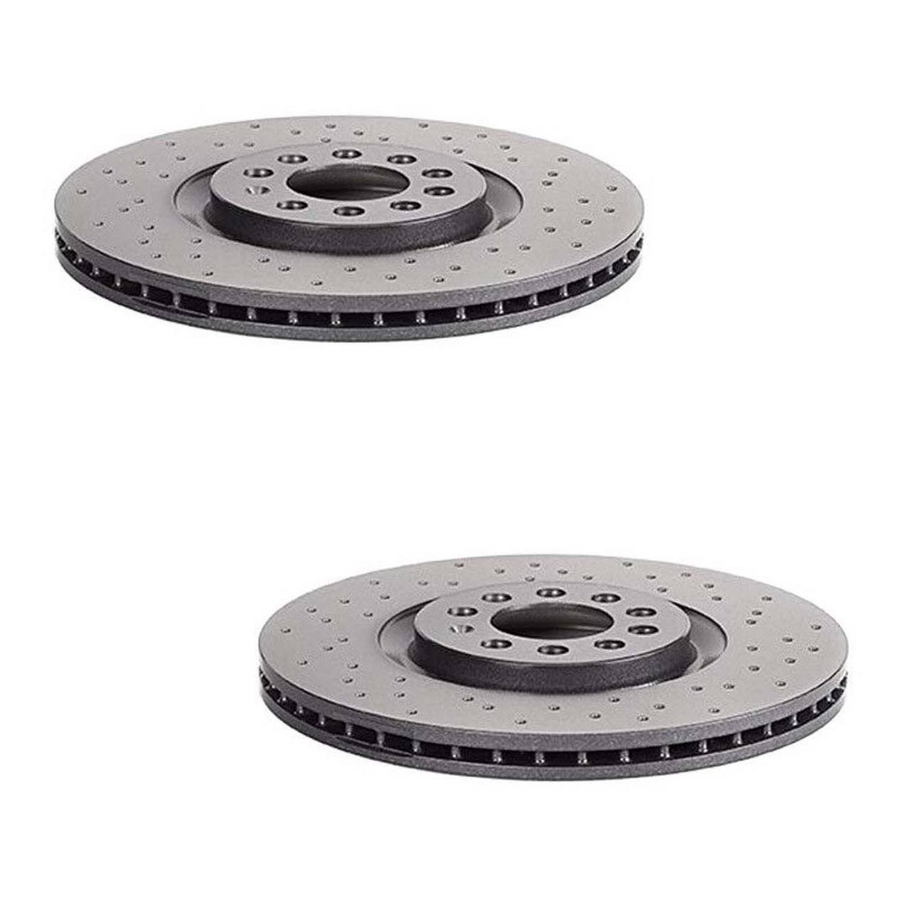 Audi Volkswagen Disc Brake Pad and Rotor Kit – Front and Rear (Xtra) (Cross-Drilled) (312mm) (232mm) (Ceramic) (EURO) 8N0615301A