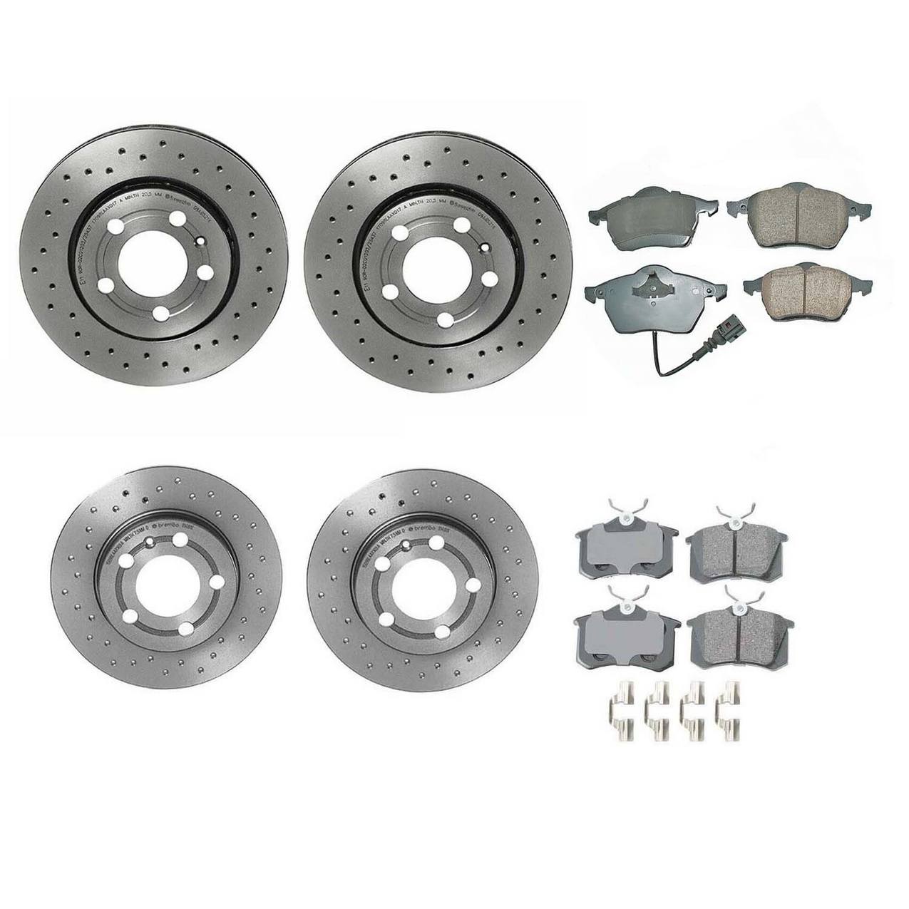 Audi Volkswagen Disc Brake Pad and Rotor Kit – Front and Rear (Xtra) (Cross-Drilled) (312mm) (256mm) (Ceramic) (EURO) 8N0615301A