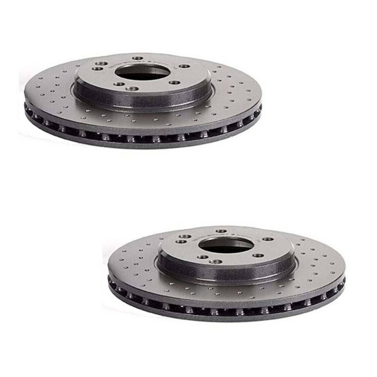 Mercedes-Benz Disc Brake Pad and Rotor Kit – Front and Rear (Xtra) (Cross-Drilled) (288mm) (278mm) (Ceramic) (EURO) 2034210312