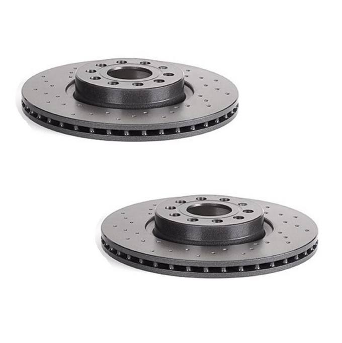 Audi Disc Brake Pad and Rotor Kit – Front and Rear (Xtra) (Cross-Drilled) (312mm/286mm) (Ceramic) (EURO) 5Q0615301F