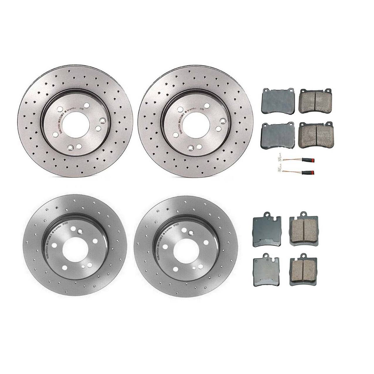 Mercedes-Benz Disc Brake Pad and Rotor Kit – Front and Rear (Xtra) (Cross-Drilled) (288mm) (278mm) (Ceramic) (EURO) 2034210312