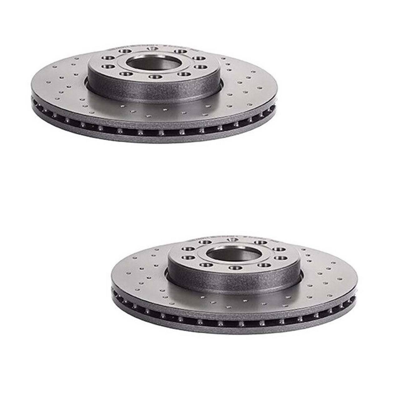 Audi Volkswagen Disc Brake Pad and Rotor Kit – Front and Rear (Xtra) (Cross-Drilled) (288mm) (272mm) (Ceramic) (EURO) 5Q0615301H