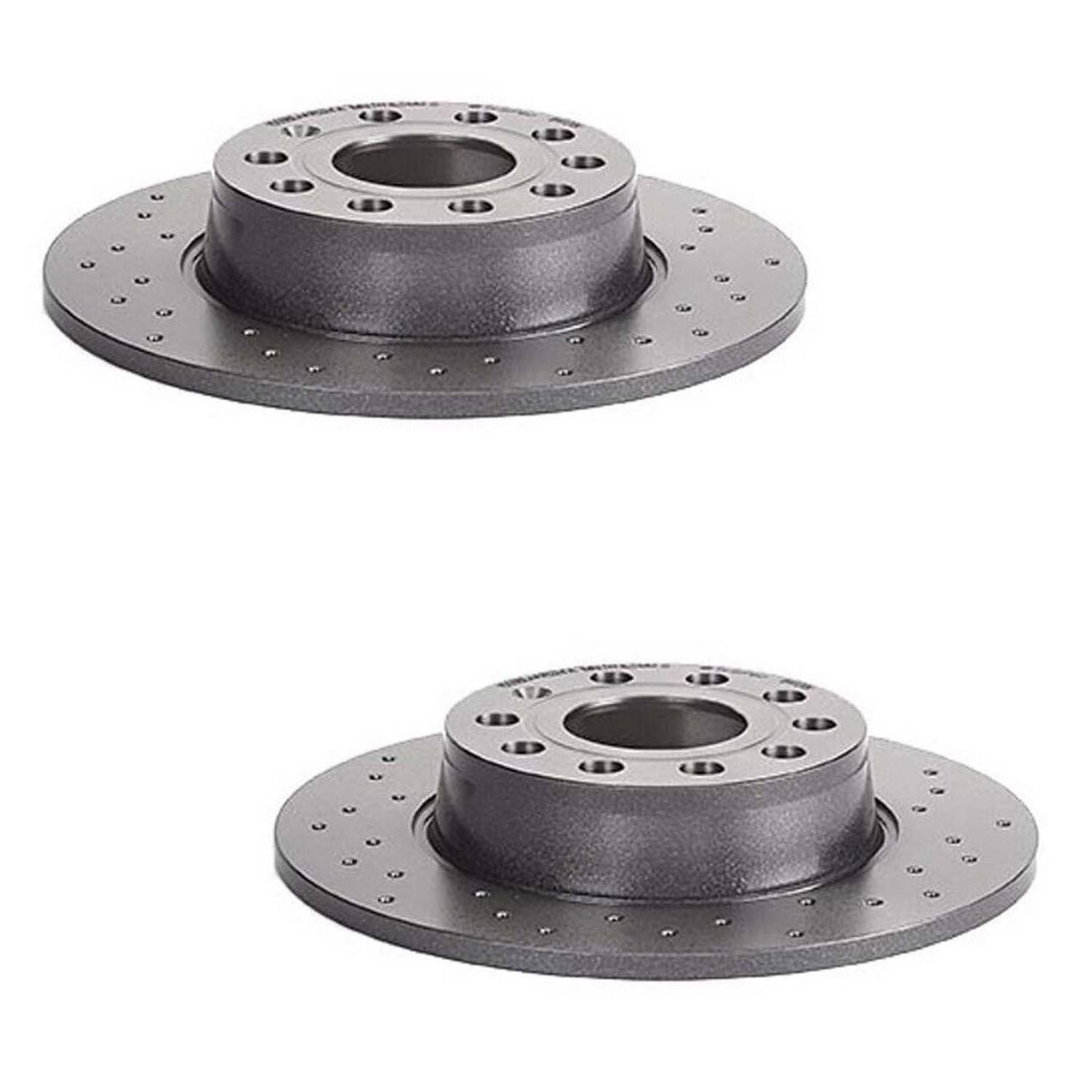 Audi Volkswagen Disc Brake Pad and Rotor Kit – Front and Rear (Xtra) (Cross-Drilled) (288mm) (272mm) (Ceramic) (EURO) 5Q0615301H