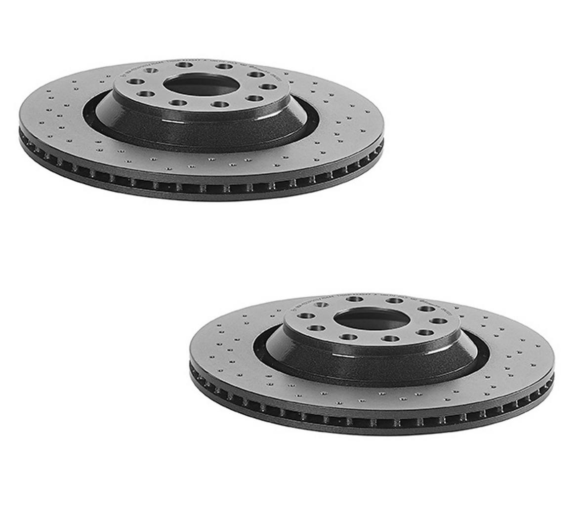 Volkswagen Disc Brake Pad and Rotor Kit – Front and Rear (Xtra) (Cross-Drilled) (340mm/310mm) (Ceramic) (EURO) 8S0615301D