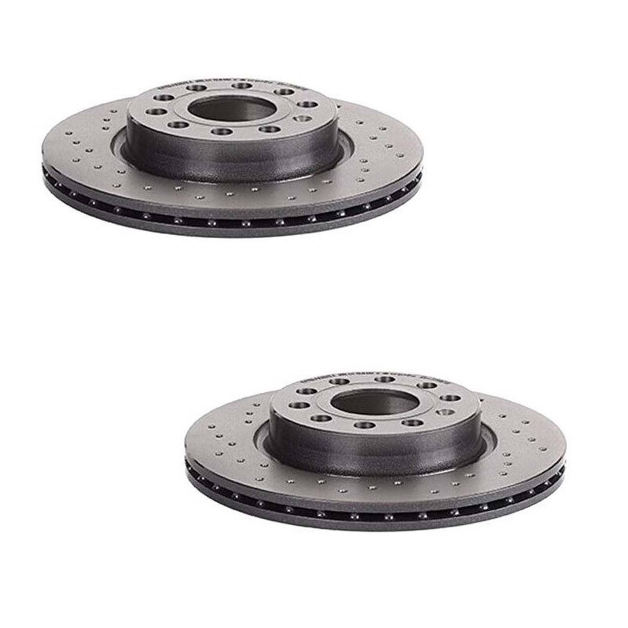 Volkswagen Disc Brake Pad and Rotor Kit – Front and Rear (Xtra) (Cross-Drilled) (280mm) (255mm) (Ceramic) (EURO) 5C0615301