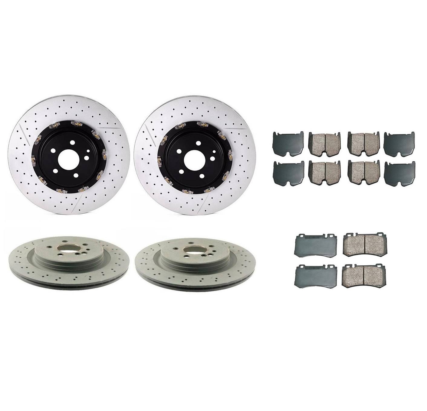 Mercedes-Benz Disc Brake Pad and Rotor Kit – Front and Rear (390mm/348mm) (Ceramic) (EURO) 2204212612