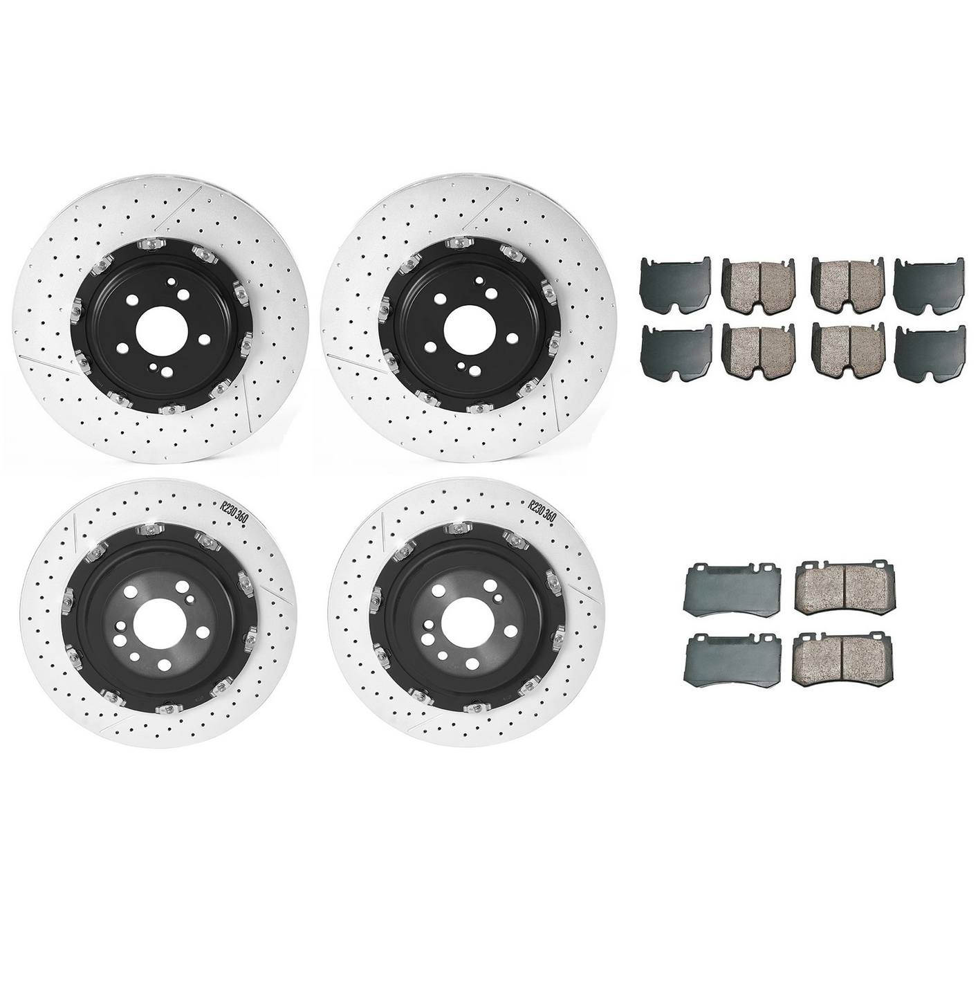 Mercedes-Benz Disc Brake Pad and Rotor Kit – Front and Rear (390mm/360mm) (Ceramic) (EURO) 2304211212