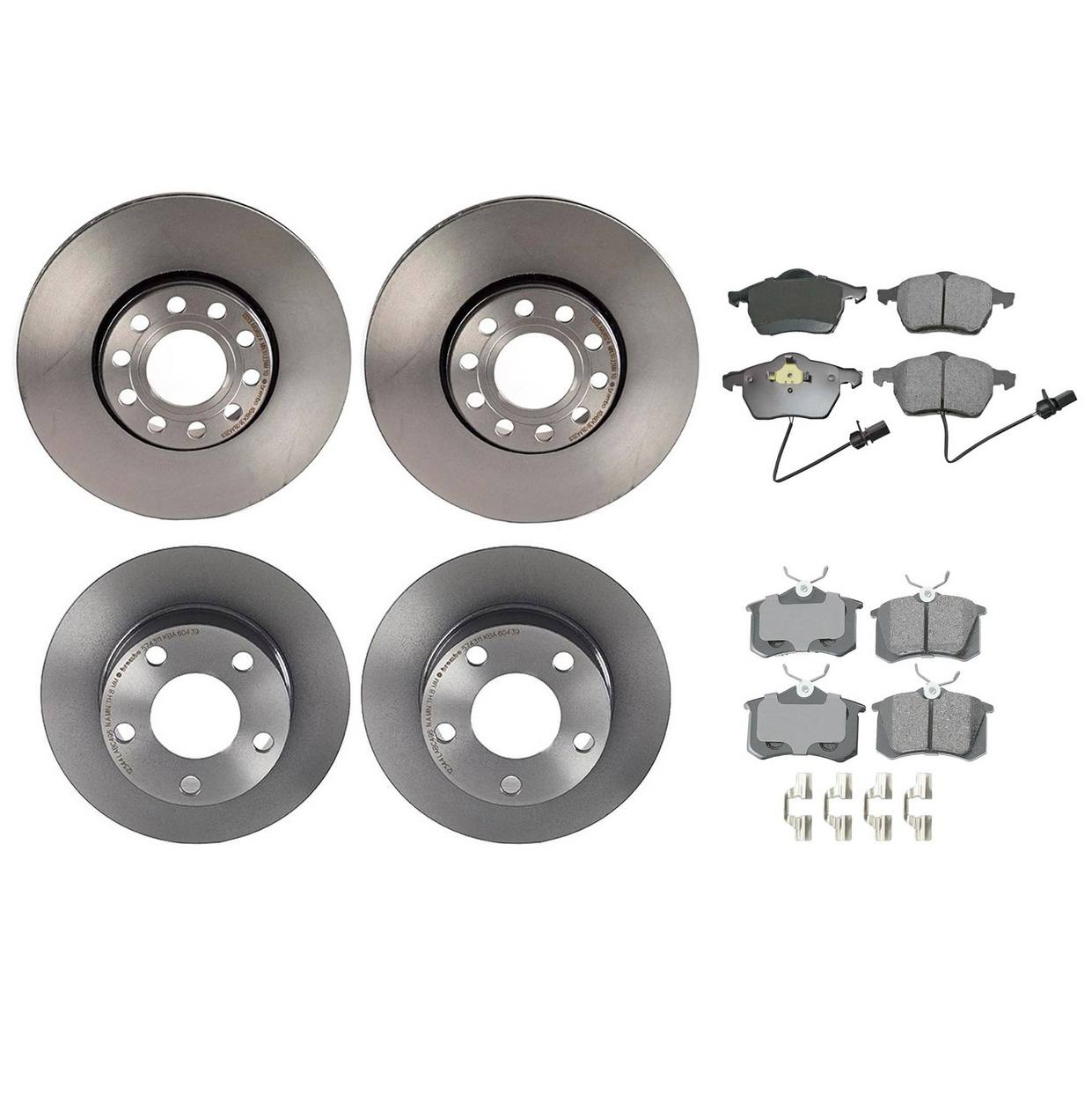 Volkswagen Disc Brake Pad and Rotor Kit – Front and Rear (288mm/245mm) (Ceramic) (EURO) 4B0615301B