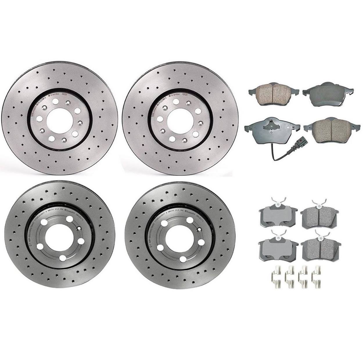 Volkswagen Disc Brake Pad & Rotor Kit – Front & Rear (Xtra-Drilled) (288mm/256m) (Ceramic) (EURO) 6R0615301A