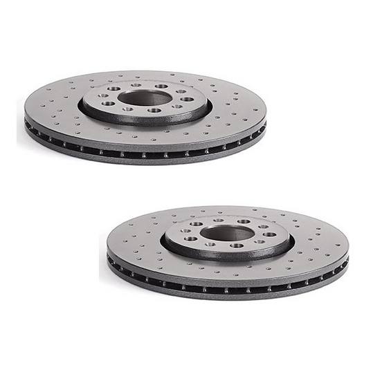 Volkswagen Disc Brake Pad & Rotor Kit – Front & Rear (Xtra-Drilled) (288mm/256m) (Ceramic) (EURO) 6R0615301A