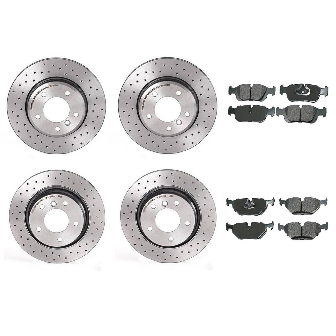 BMW Disc Brake Pad & Rotor Kit – Front & Rear (Xtra-Drilled) (300mm/294mm) (Ceramic) (EURO) 34116864058