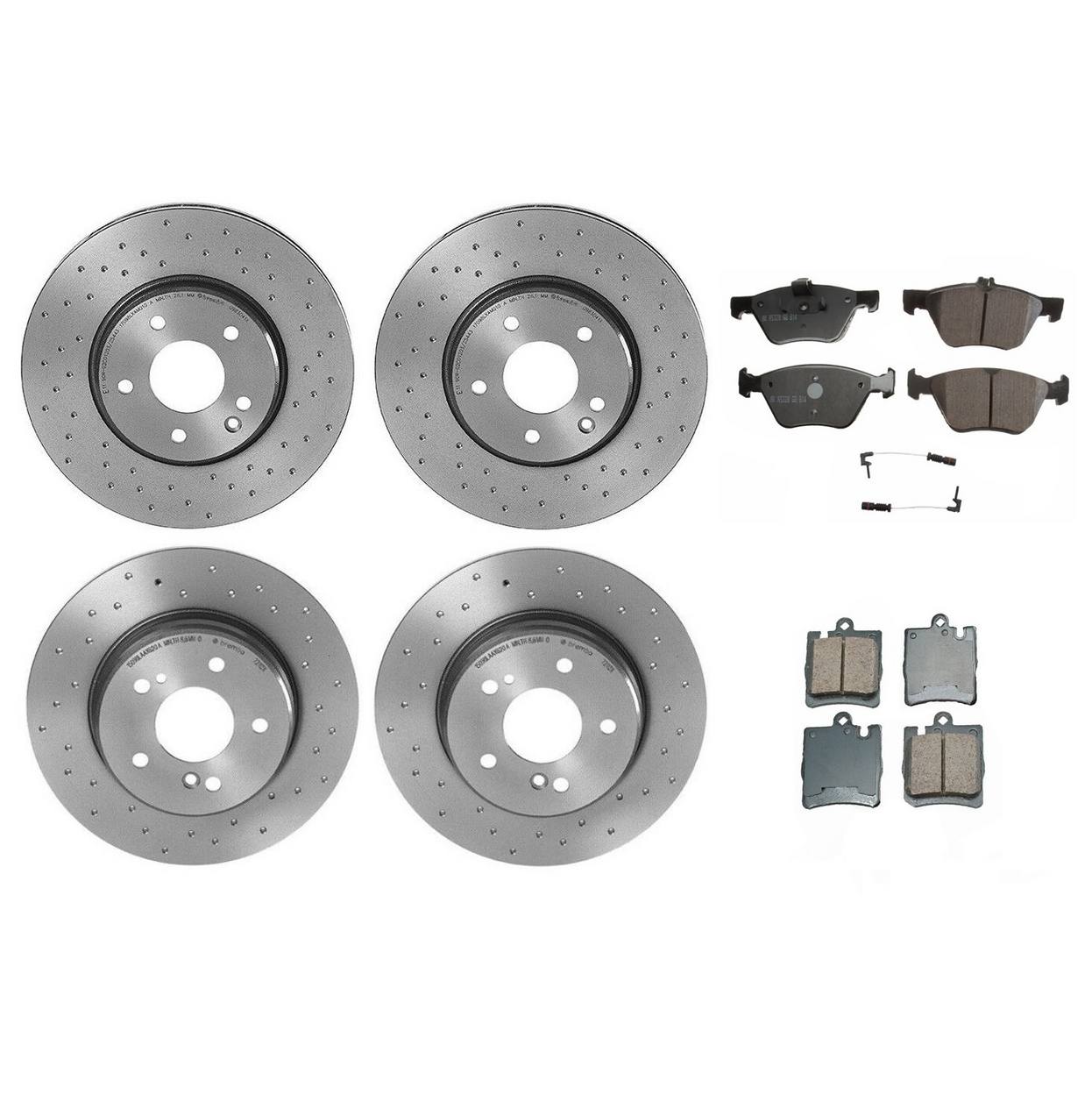 Mercedes-Benz Disc Brake Pad & Rotor Kit – Front & Rear (Xtra-Drilled) (300mm/290mm) (Ceramic) (EURO) 5098064AC