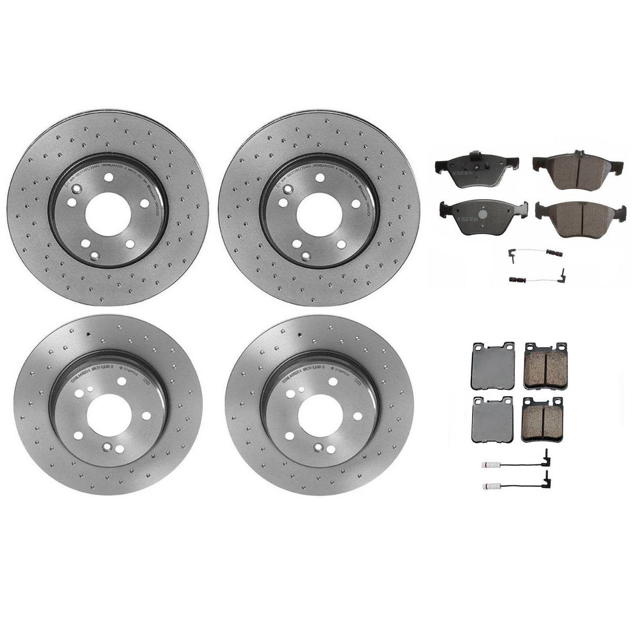 Mercedes-Benz Disc Brake Pad & Rotor Kit – Front & Rear (Xtra-Drilled) (300mm/290mm) (Ceramic) (EURO) 2034210512