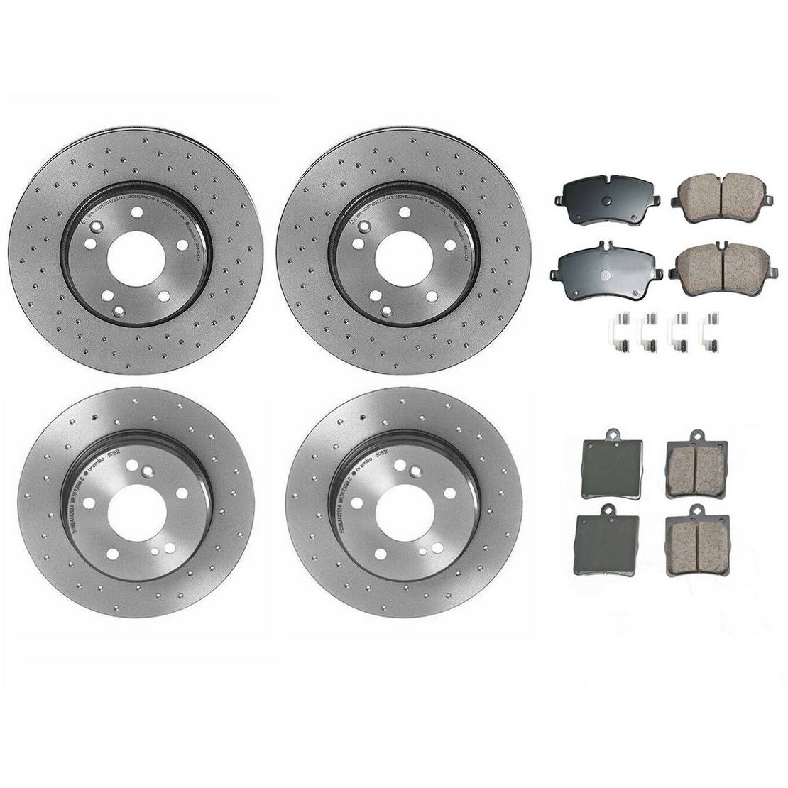 Mercedes-Benz Disc Brake Pad & Rotor Kit – Front & Rear (Xtra-Drilled) (300mm/278mm) (Ceramic) (EURO) 2034210512