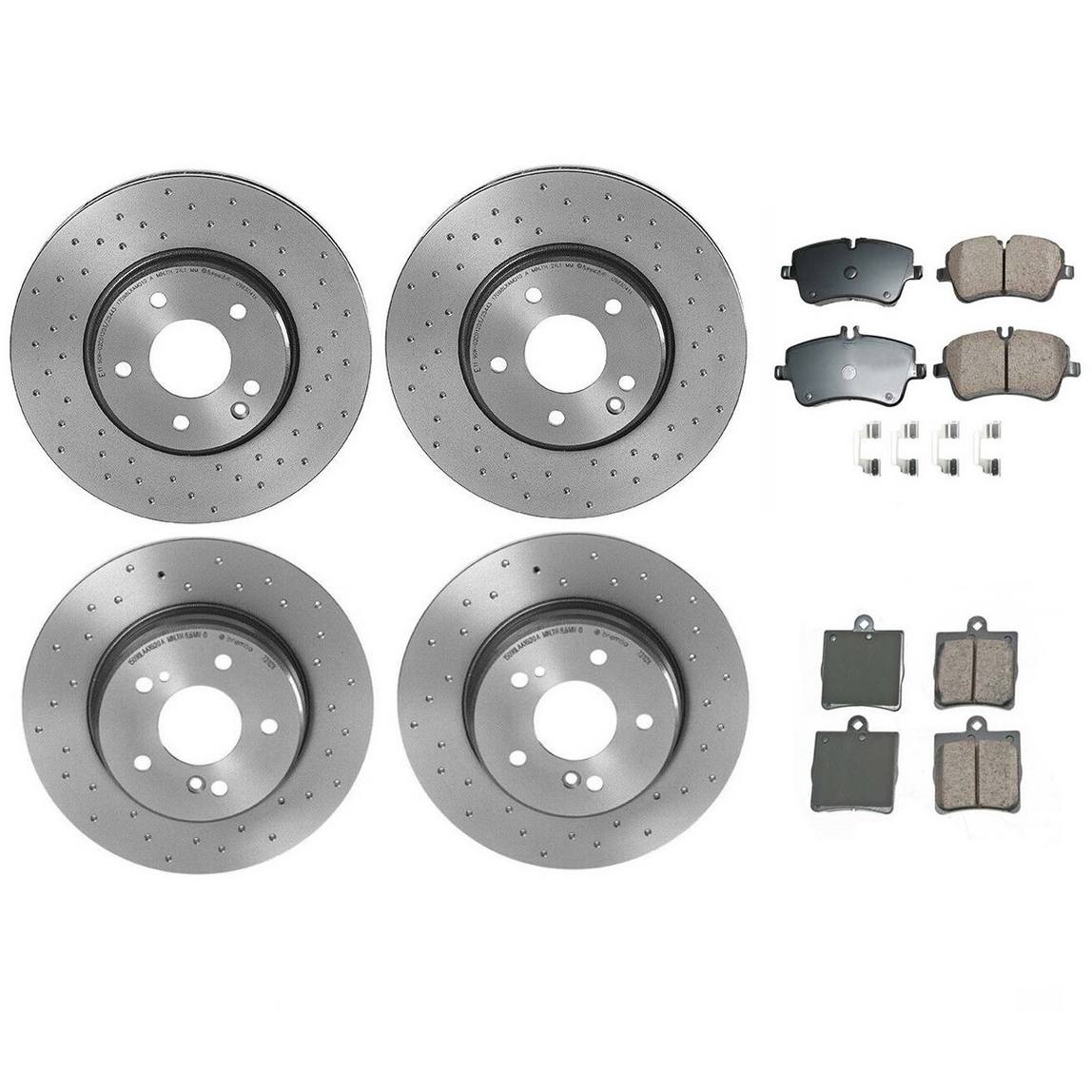 Mercedes-Benz Disc Brake Pad & Rotor Kit – Front & Rear (Xtra-Drilled) (300mm/290mm) (Ceramic) (EURO) 2034210512