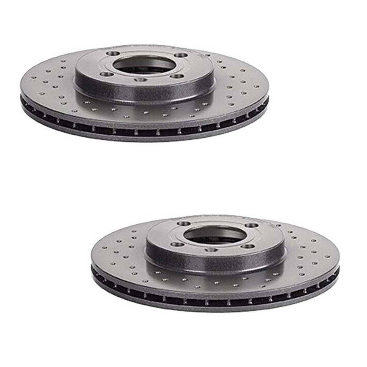 Volkswagen Disc Brake Pad and Rotor Kit – Front (Xtra) (Cross-Drilled) (256mm) (Ceramic) (EURO) 6NO615301D