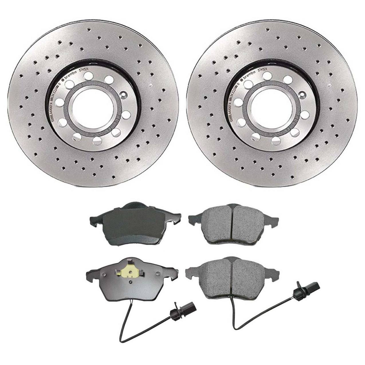 Audi Volkswagen Disc Brake Pad and Rotor Kit – Front (Xtra) (Drilled) (288mm) (Ceramic) (EURO) 8E0615301Q