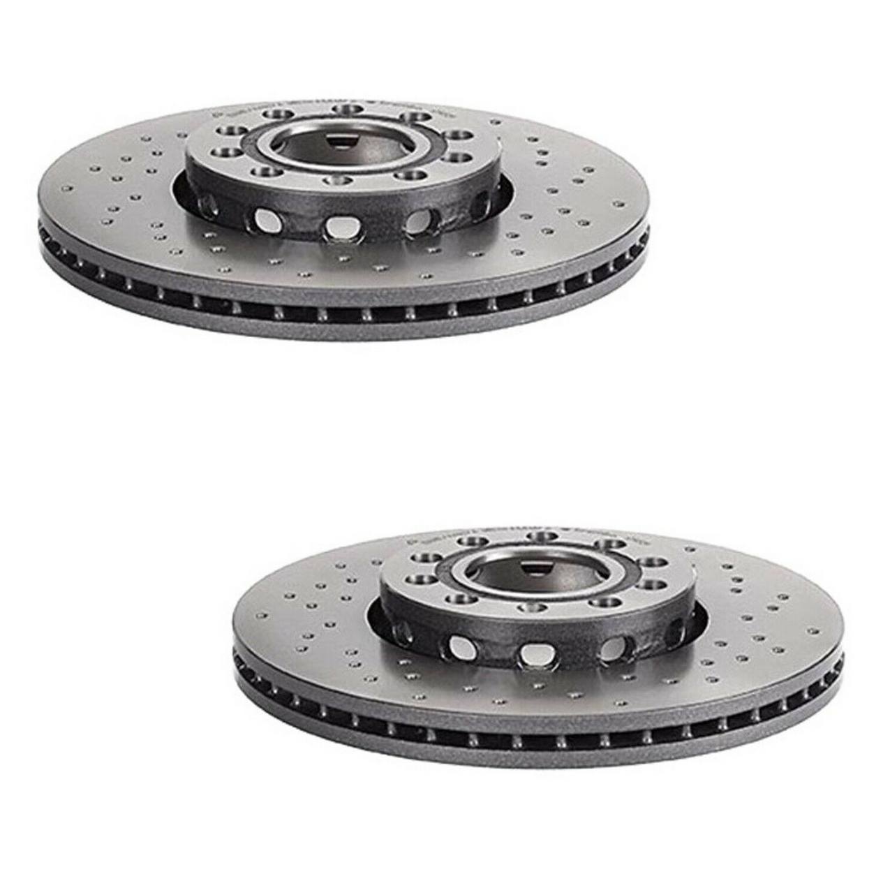 Audi Volkswagen Disc Brake Pad and Rotor Kit – Front (Xtra) (Drilled) (288mm) (Ceramic) (EURO) 8E0615301Q