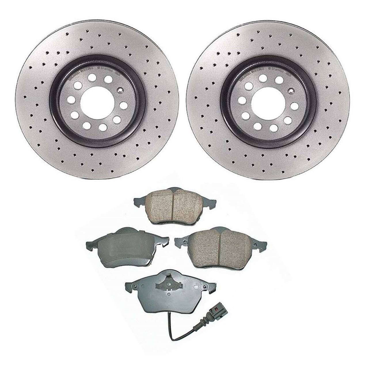 Audi Volkswagen Disc Brake Pad and Rotor Kit – Front (Xtra) (Drilled) (312mm) (Ceramic) (EURO) 8N0615301A