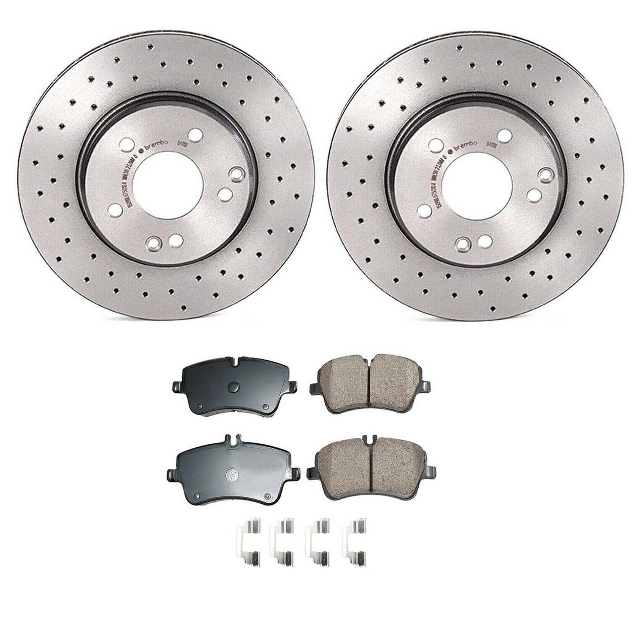 Mercedes-Benz Disc Brake Pad and Rotor Kit – Front (Xtra) (Cross-Drilled) (288mm) (Ceramic) (EURO) 2034210312