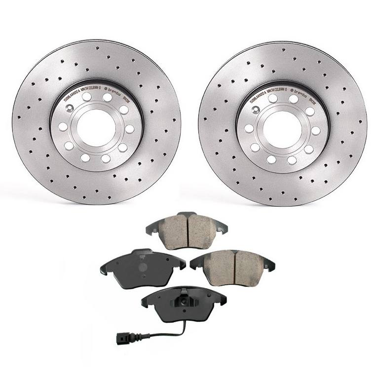 Volkswagen Disc Brake Pad and Rotor Kit – Front (Xtra) (Drilled) (288mm) (Ceramic) (EURO) 5Q0615301H