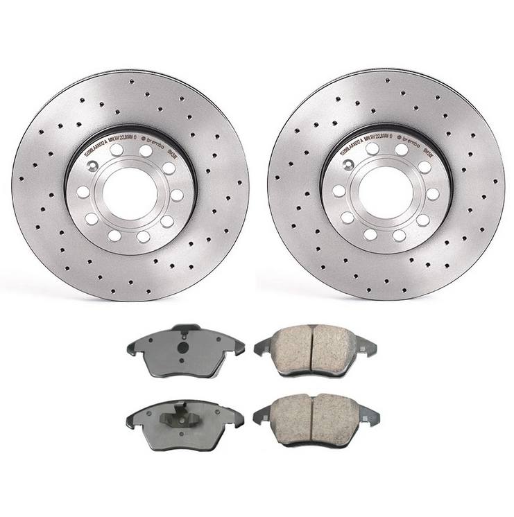 Volkswagen Disc Brake Pad and Rotor Kit – Front (Xtra) (Drilled) (288mm) (Ceramic) (EURO) 5Q0615301H