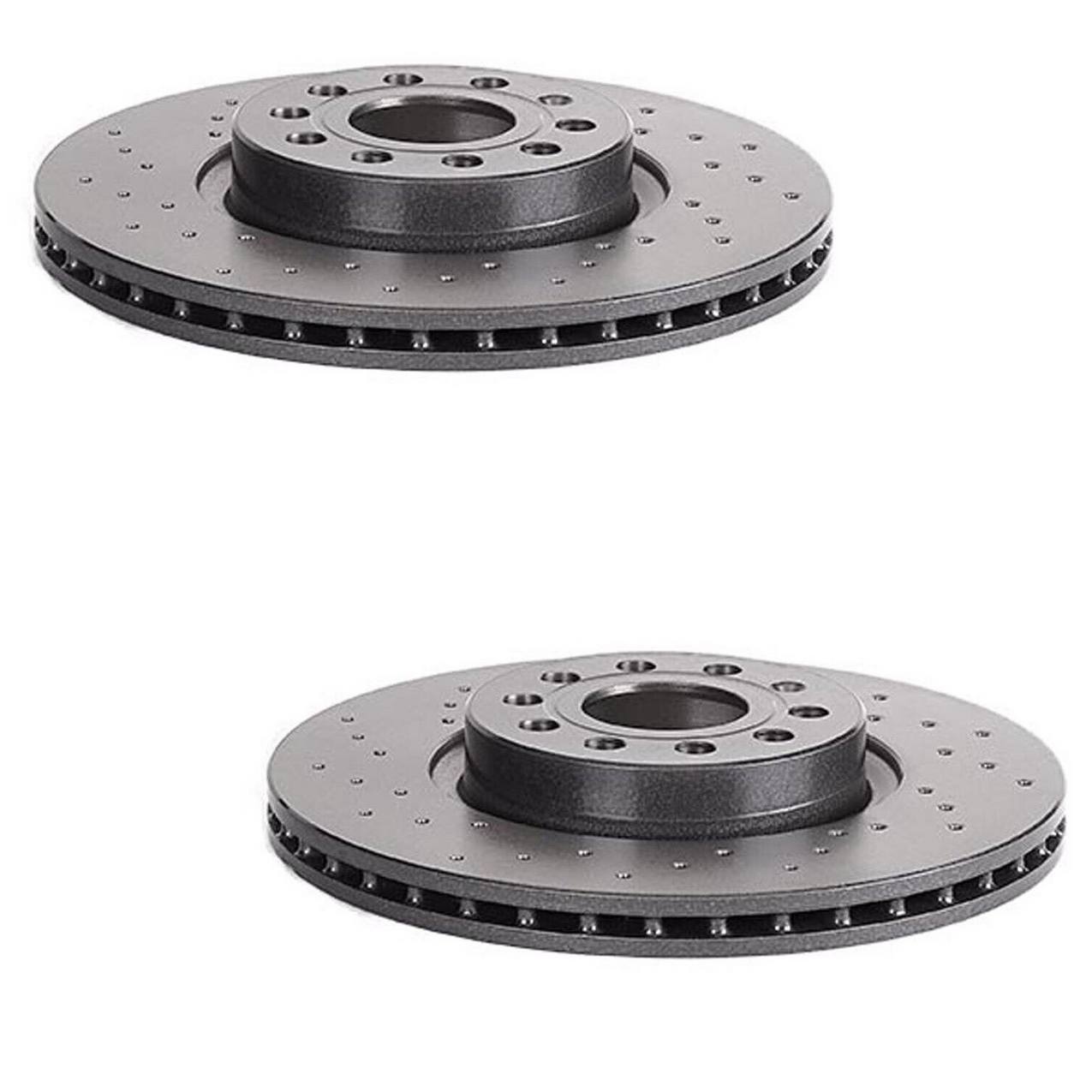 Audi Volkswagen Disc Brake Pad and Rotor Kit – Front (Xtra) (Drilled) (312mm) (Ceramic) (EURO) 5Q0615301F