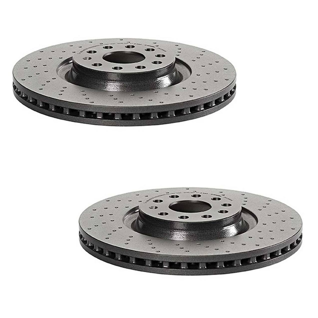 Audi Volkswagen Disc Brake Pad and Rotor Kit – Front (Xtra) (Drilled) (340mm) (Ceramic) (EURO) 8S0615301D