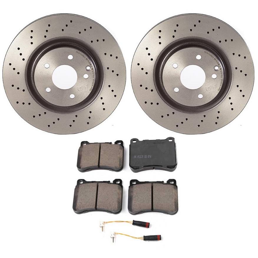 Mercedes-Benz Disc Brake Pad and Rotor Kit – Front (330mm) (Ceramic) (Drilled) (EURO) 2034211312