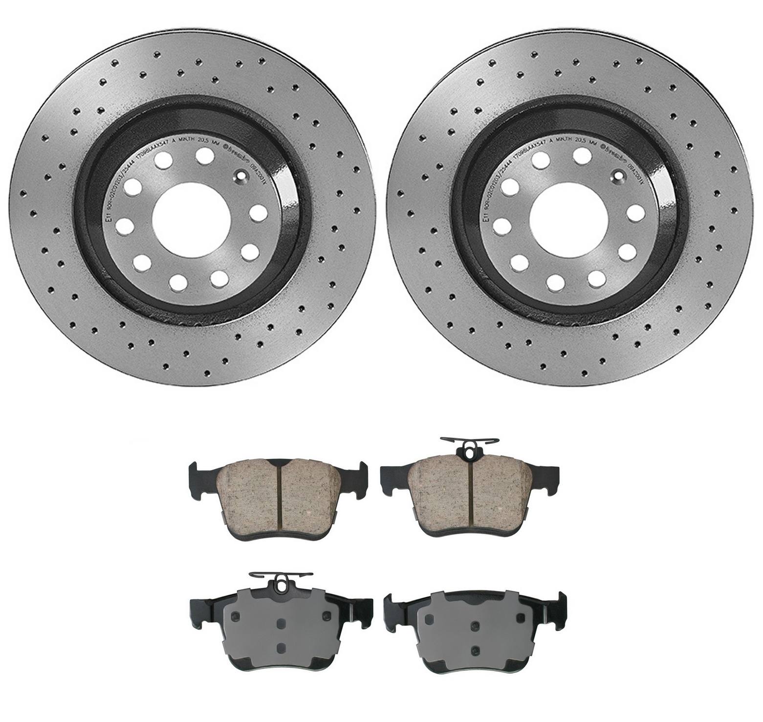 Audi Volkswagen Disc Brake Pad and Rotor Kit – Rear (310mm) (Xtra) (Ceramic) (EURO) 5Q0615601E