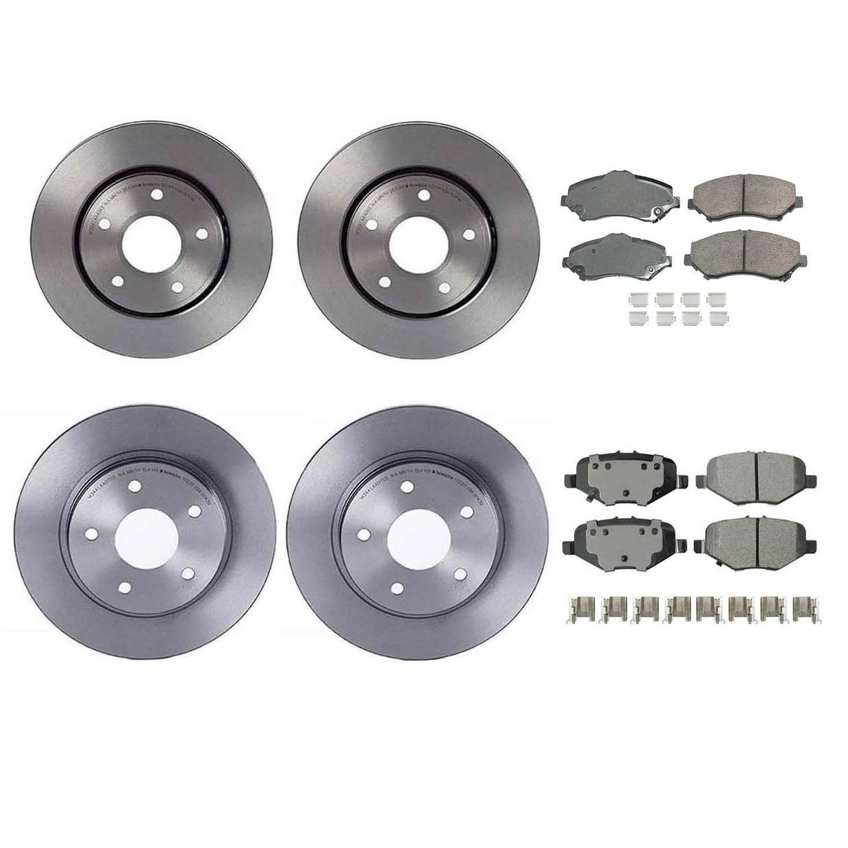 Volkswagen Disc Brake Pad and Rotor Kit – Front and Rear (302mm) (305mm) (Ceramic) (Performance) 7B0615301C