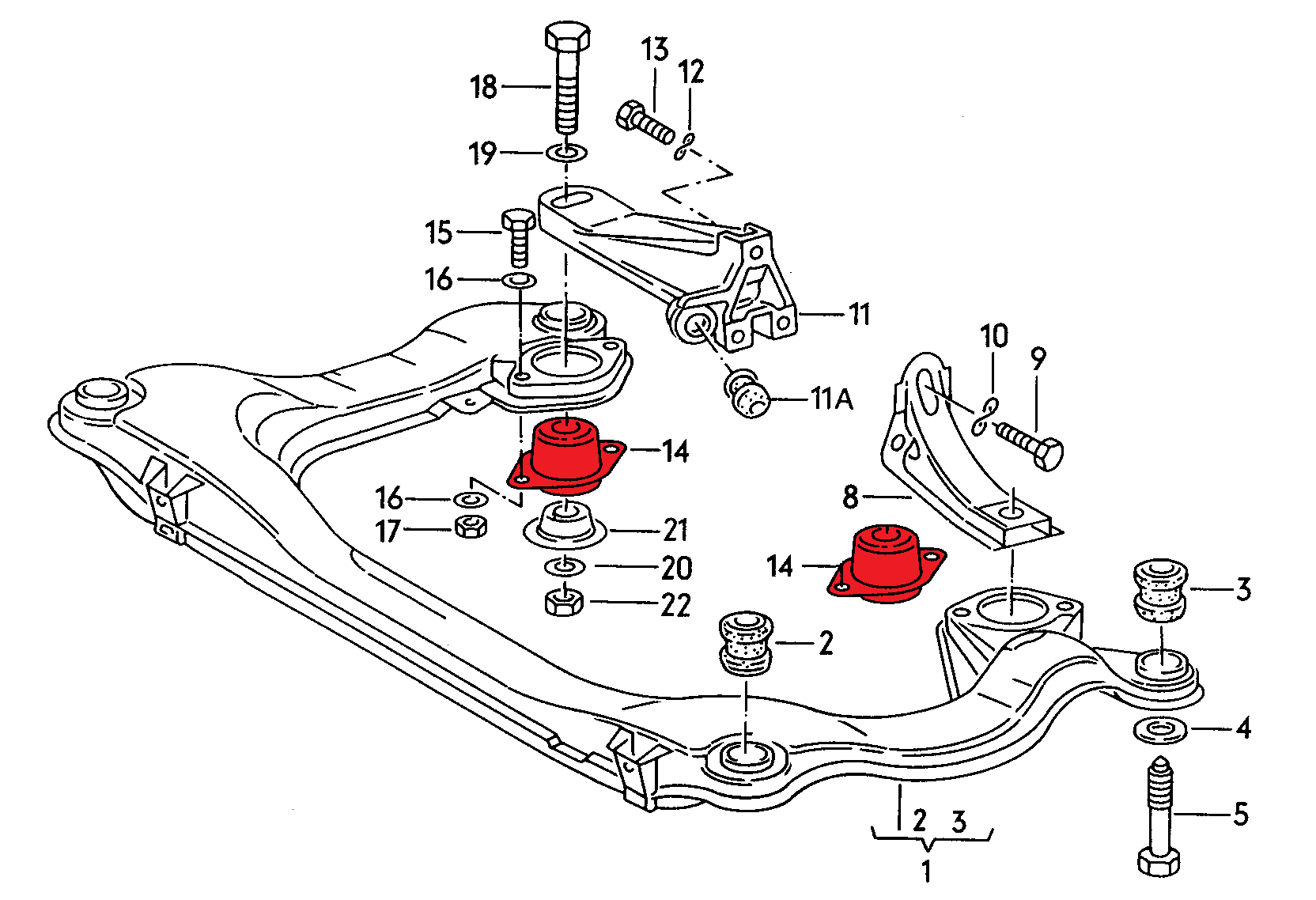 Gearbox mounts for Audi B4 I5 (Track hardness)