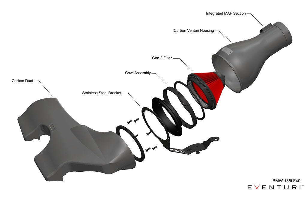 Eventuri BMW F4X M135i M235i / F39 X2 35i B48 Black Carbon Intake System