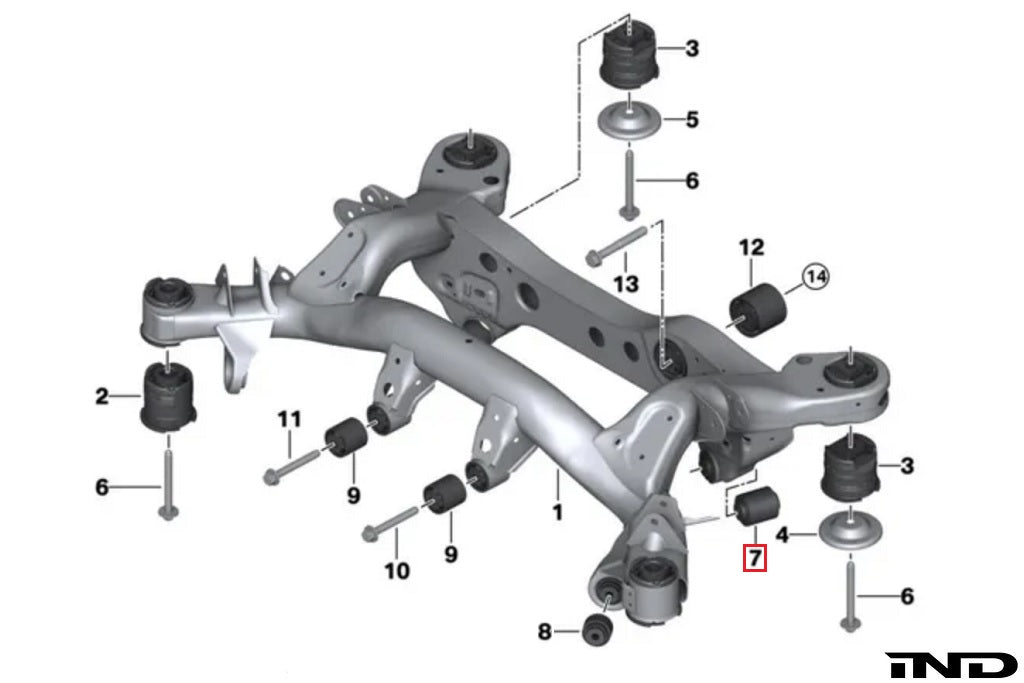 Fall-Line Motorsports G8x / F8x / E9x / E82 Rear Lower Control Arm Cup Subframe Bearing Set