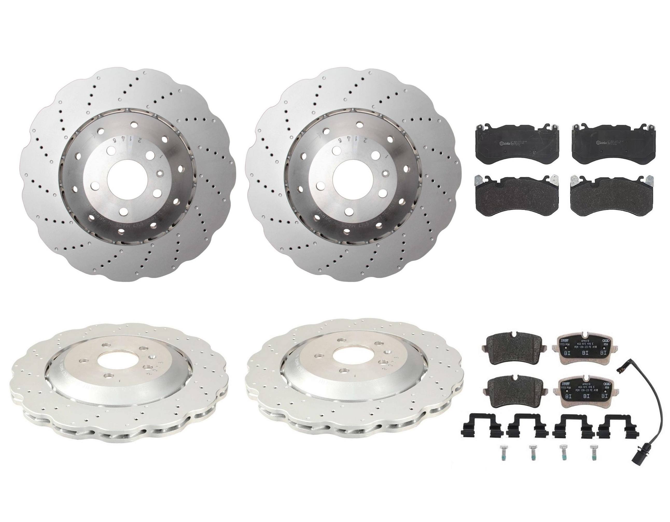 Audi Brake Rotor Kit Front and Rear Wavy 4G0615301AH