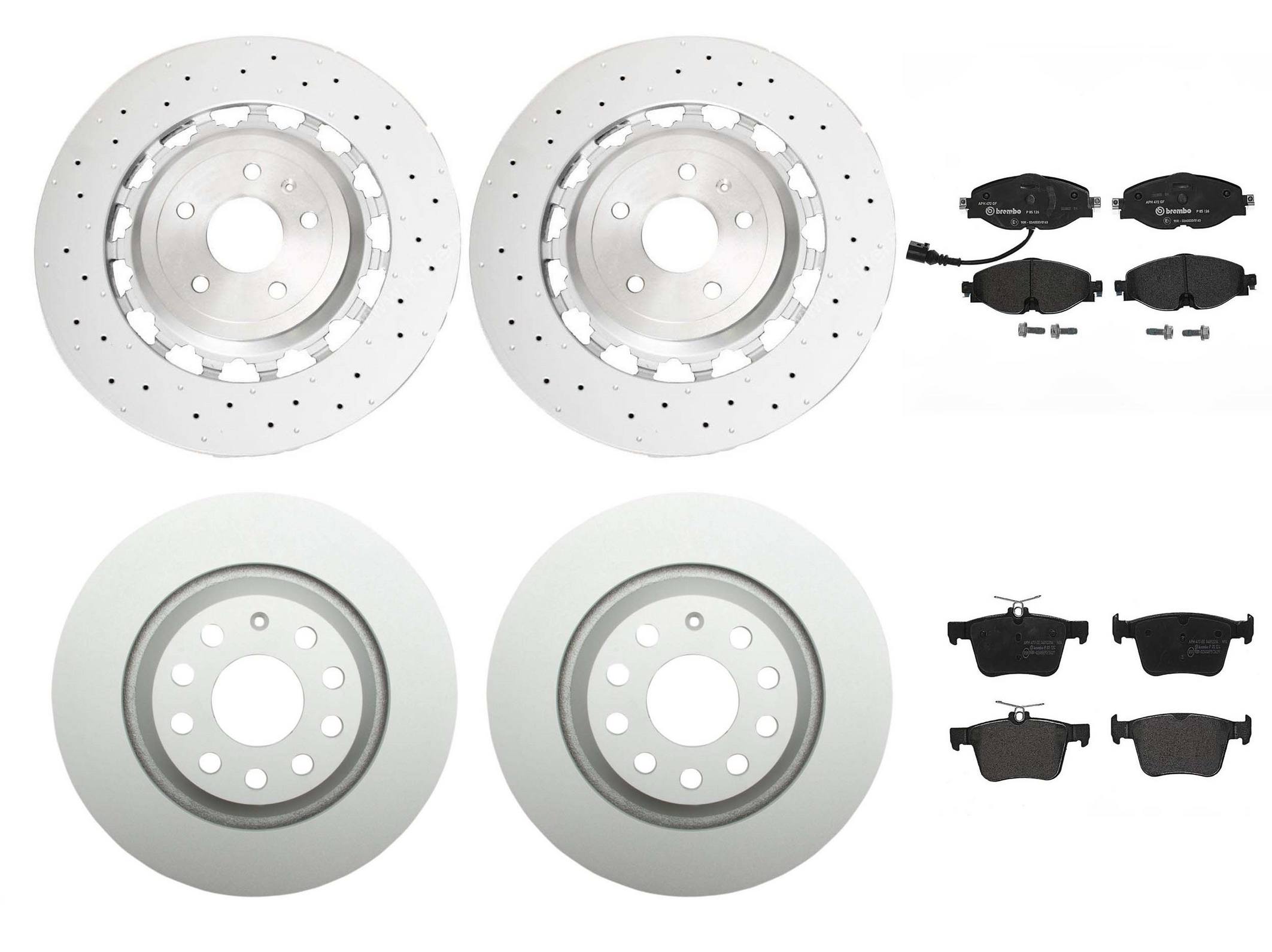 Audi Disc Brake Pad and Rotor Kit – Front and Rear (370mm) (310mm) (Low-Met) 8S0615301L