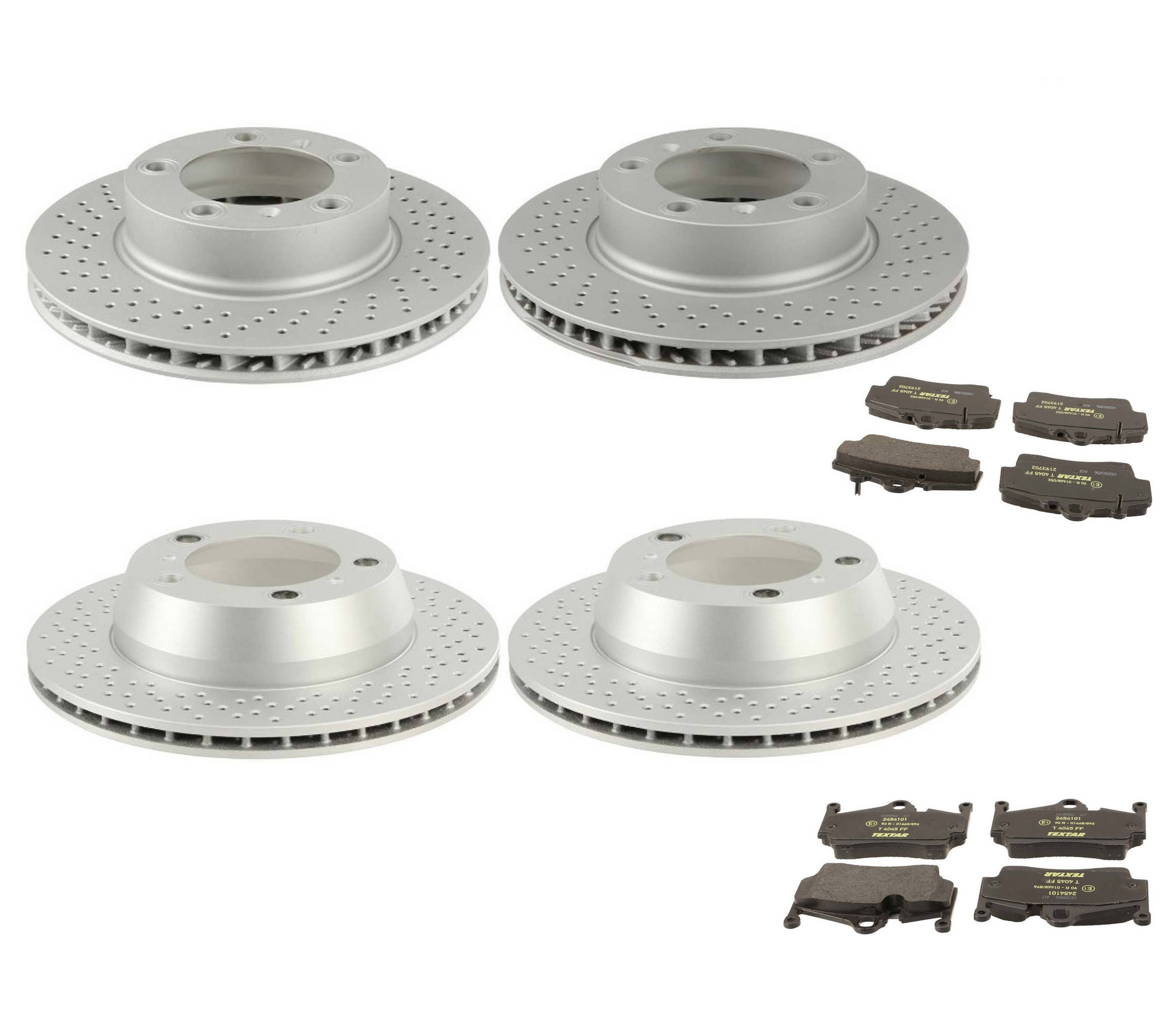 Porsche Disc Brake Pad and Rotor Kit – Front and Rear (298mm) (299mm) (Drilled) 98735140101