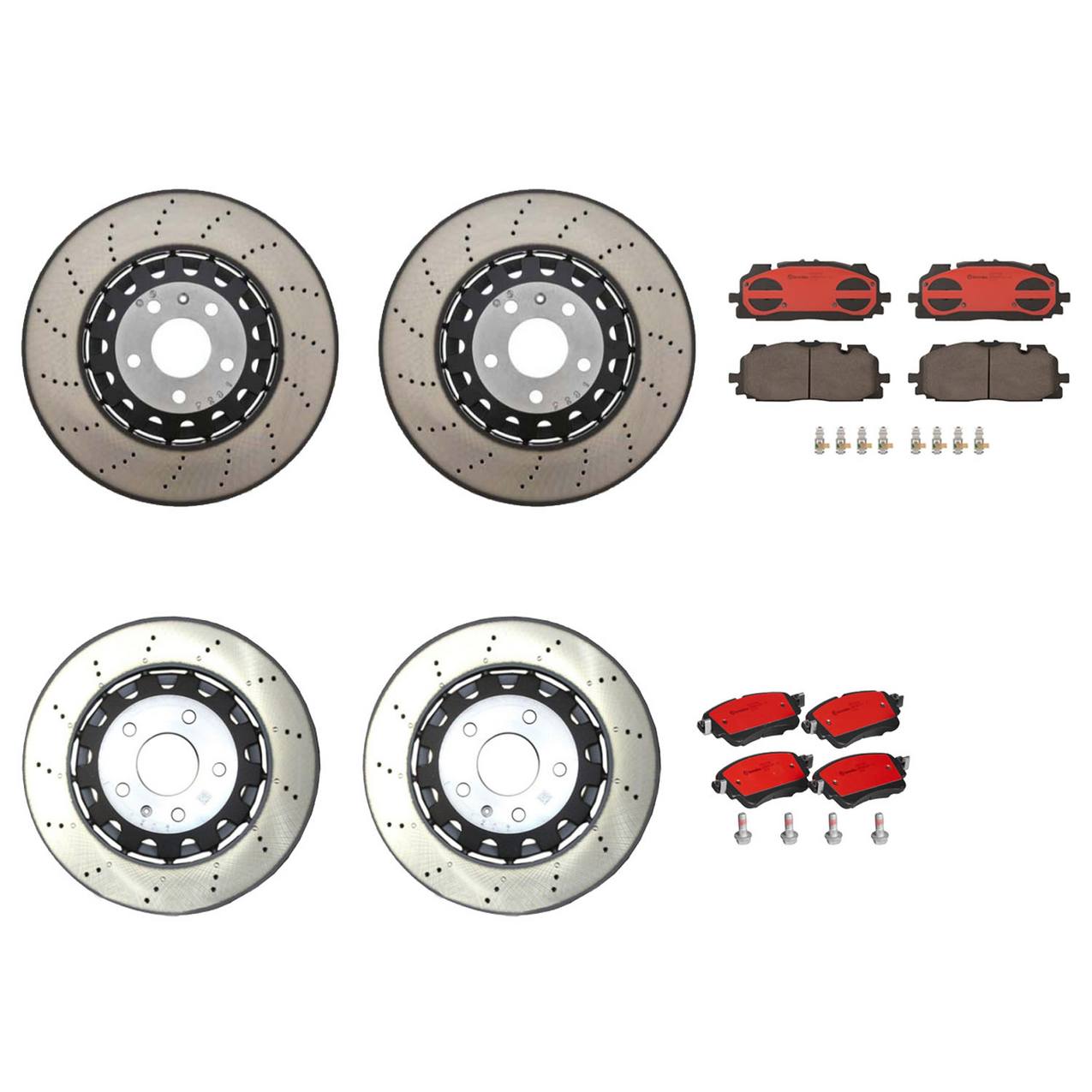 Audi Disc Brake Pad and Rotor Kit – Front and Rear (375mm/330mm) (Drilled) (Ceramic) 4M0615301AM