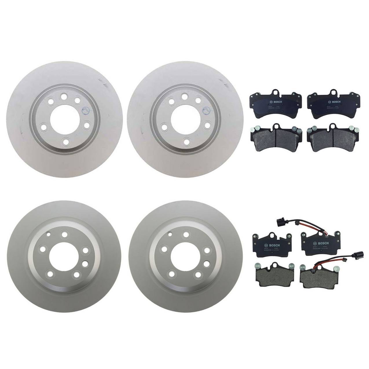 Audi Porsche Disc Brake Pad and Rotor Kit – Front and Rear (350mm/358mm) (Semi-Metallic) 7L8615301