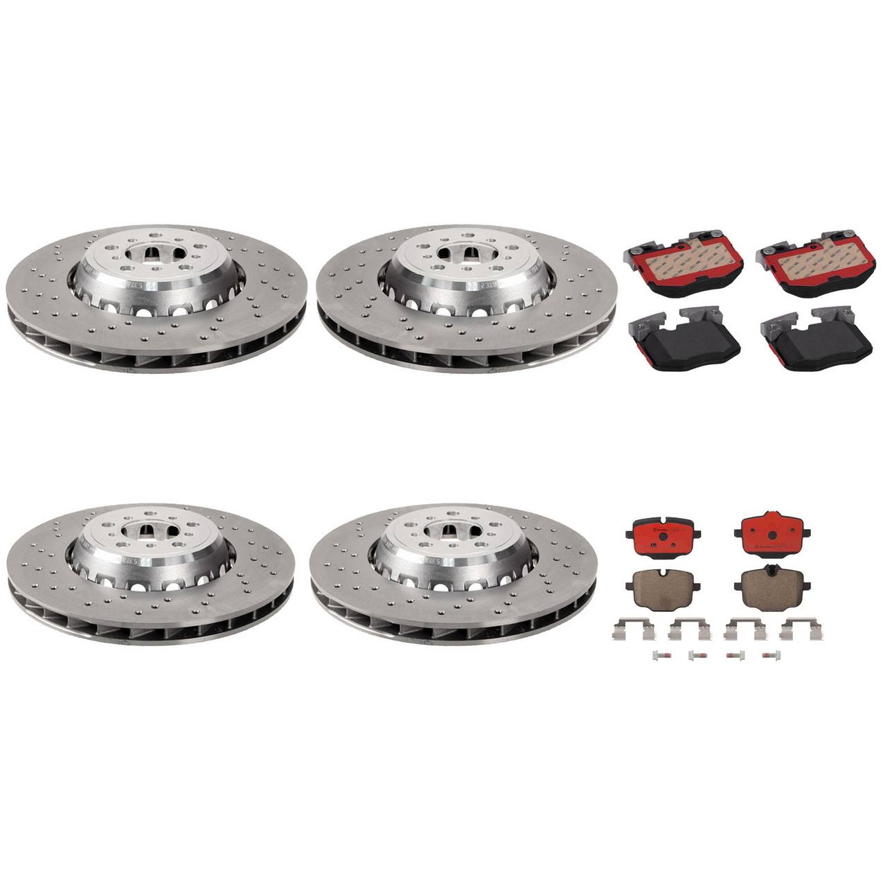 BMW Disc Brake Pad and Rotor Kit – Front and Rear (395mm/370mm) (Drilled) (Ceramic) 34118054826