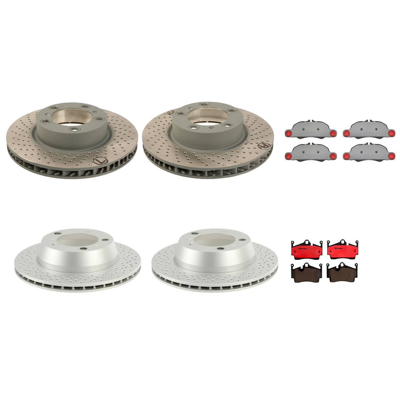 Porsche Disc Brake Pad and Rotor Kit – Front and Rear (315mm/299mm) (Drilled) (Ceramic) 98135140101