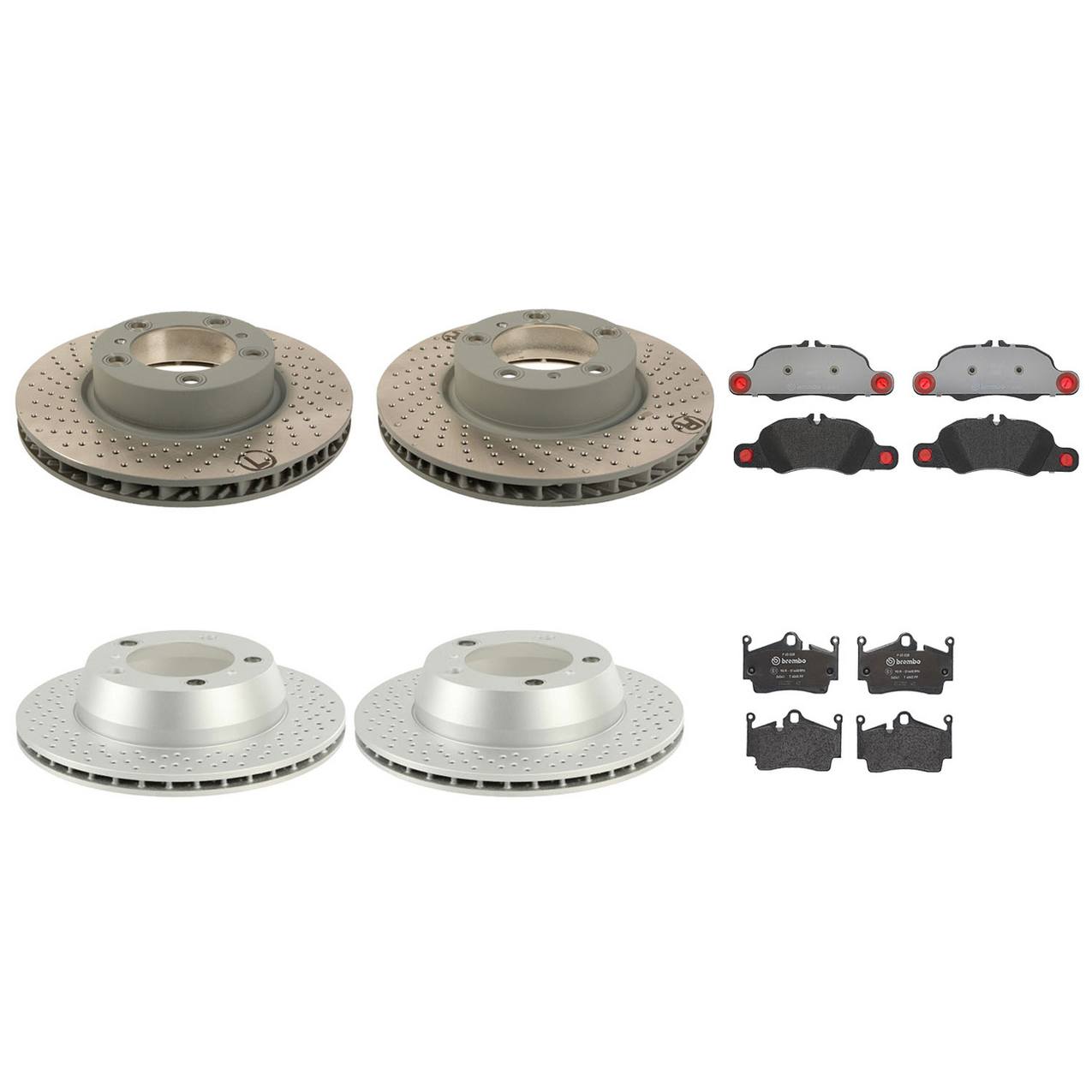 Porsche Disc Brake Pad and Rotor Kit – Front and Rear (315mm/299mm) (Drilled) (Low-Met) 98135140201