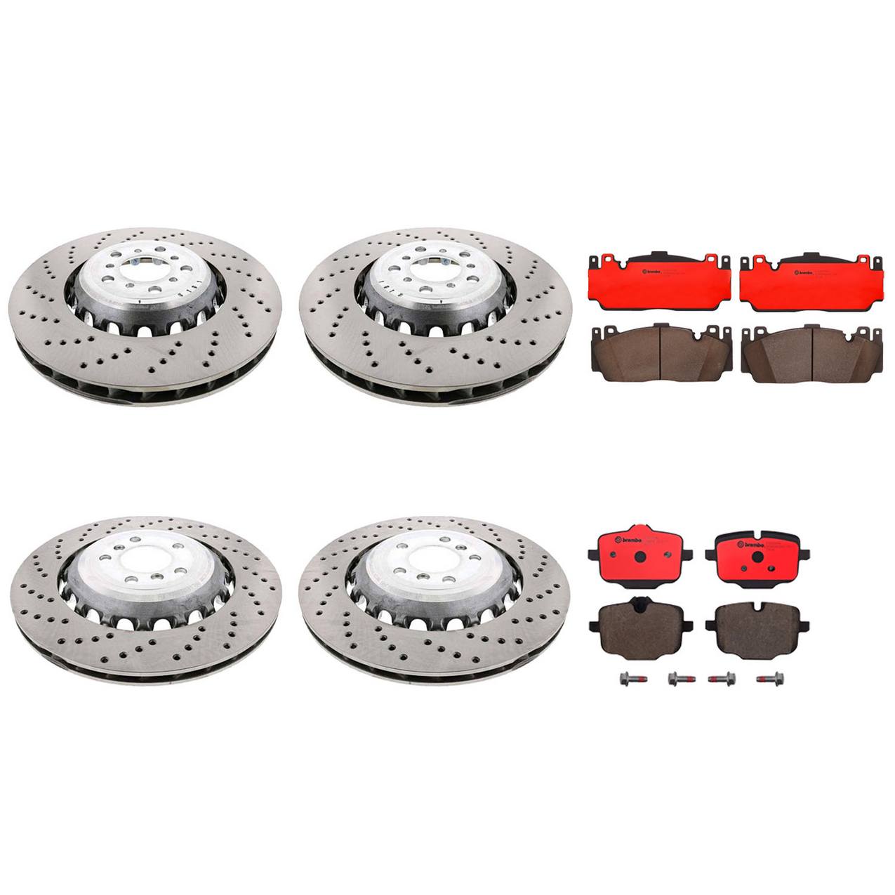 BMW Disc Brake Pad and Rotor Kit – Front and Rear (400mm/400mm) (Drilled) (Ceramic) 34112284102