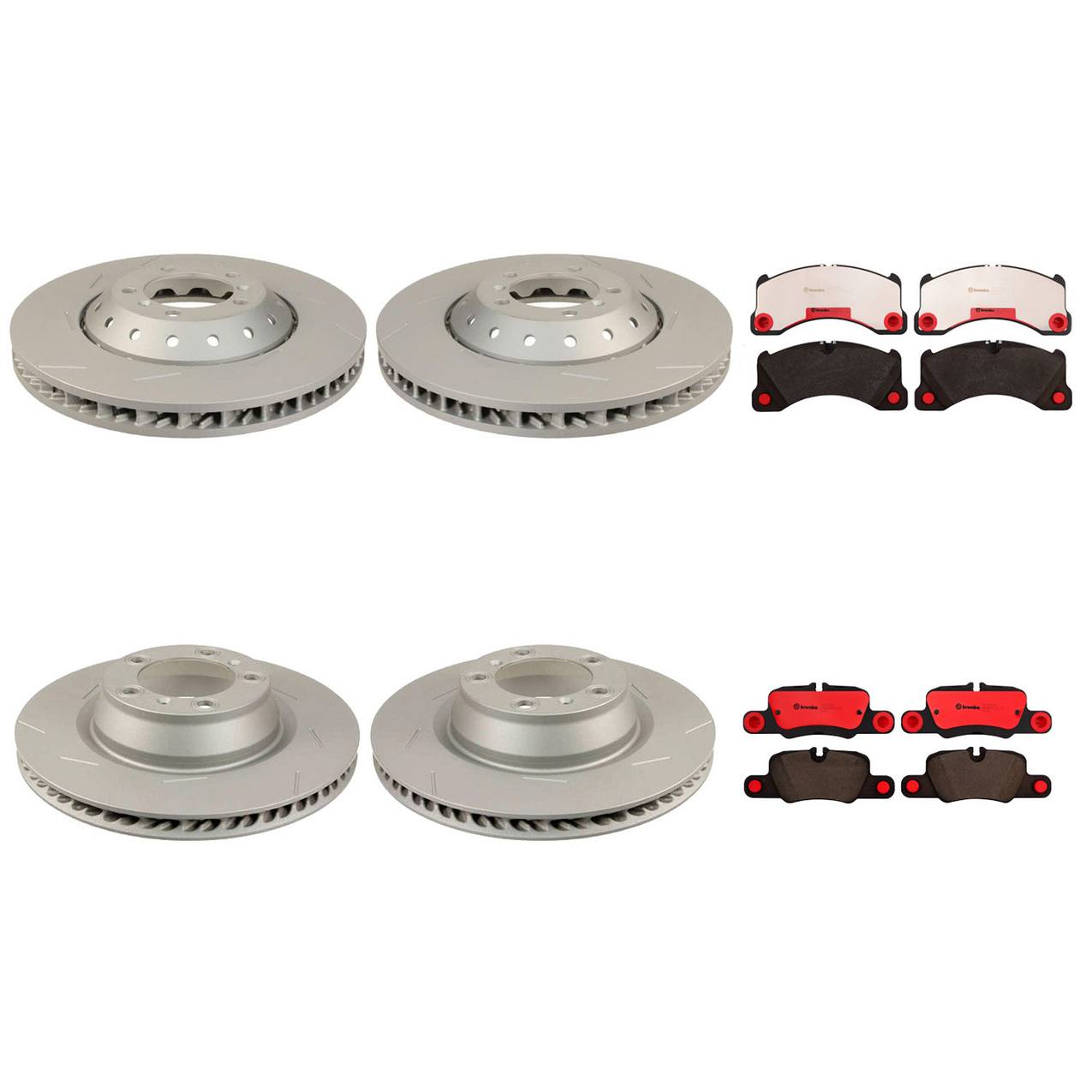 Porsche Disc Brake Pad and Rotor Kit – Front and Rear (390mm/350mm) (Slotted) (Ceramic) 298615302C