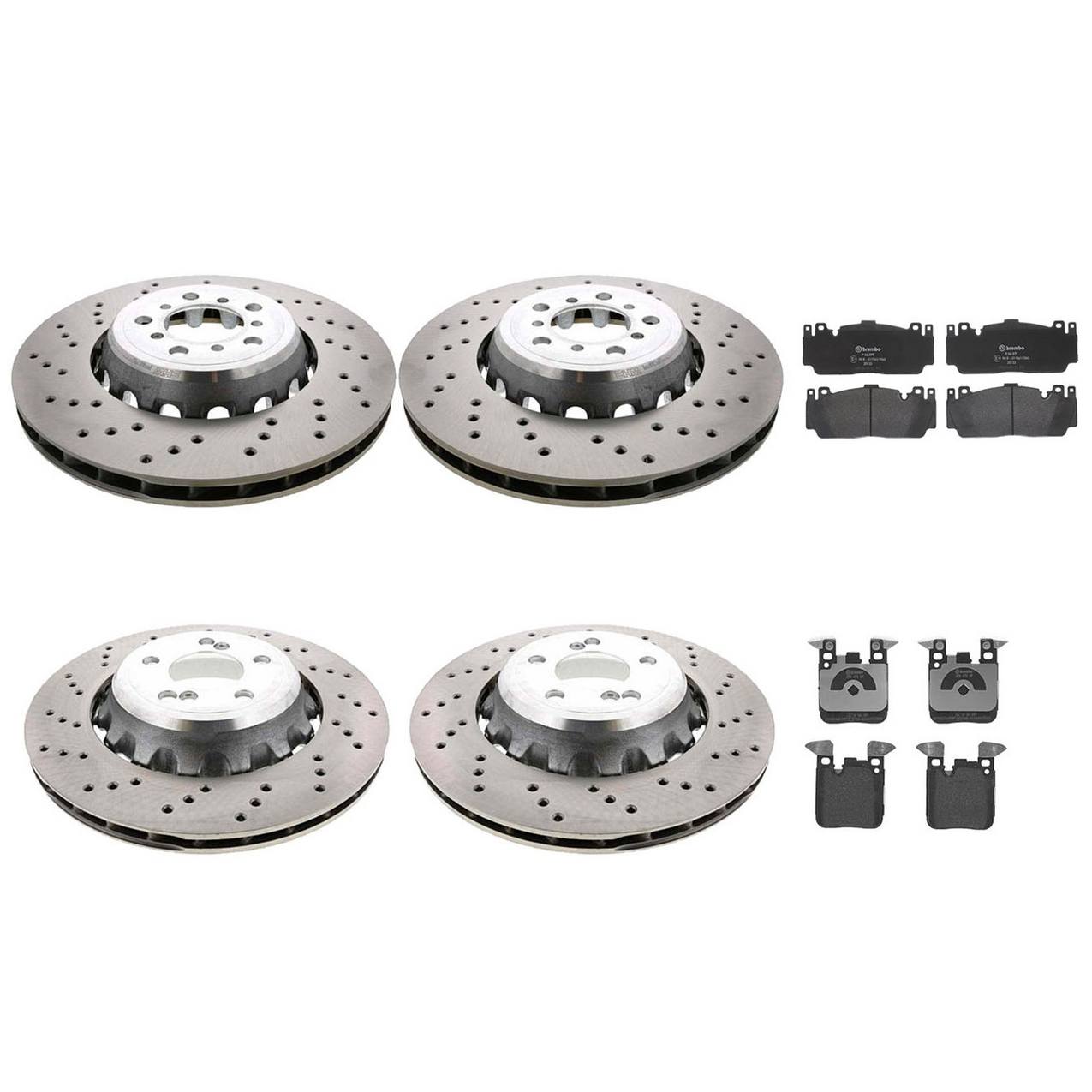 BMW Disc Brake Pad and Rotor Kit – Front and Rear (380mm/370mm) (Low-Met) 34112284810