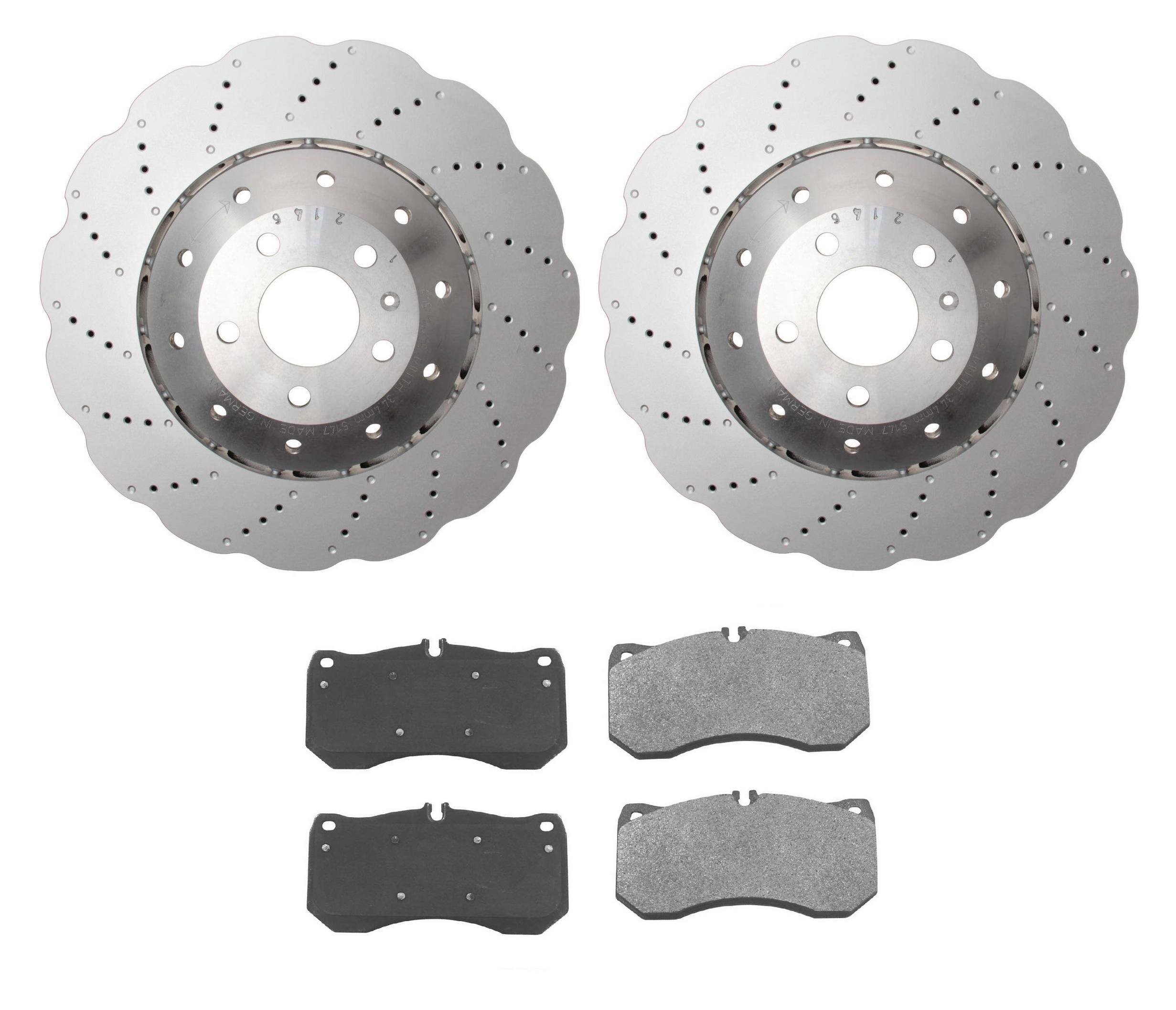 Audi Brake Pad and Rotor Kit – Front (390mm) (Wavy) 4G0615301AH