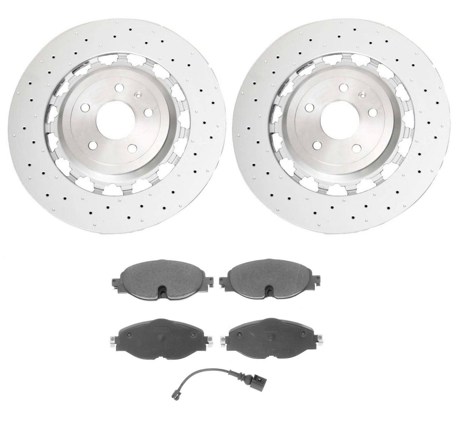 Audi Disc Brake Pad and Rotor Kit – Front (370mm) (Drilled) 8S0615301L